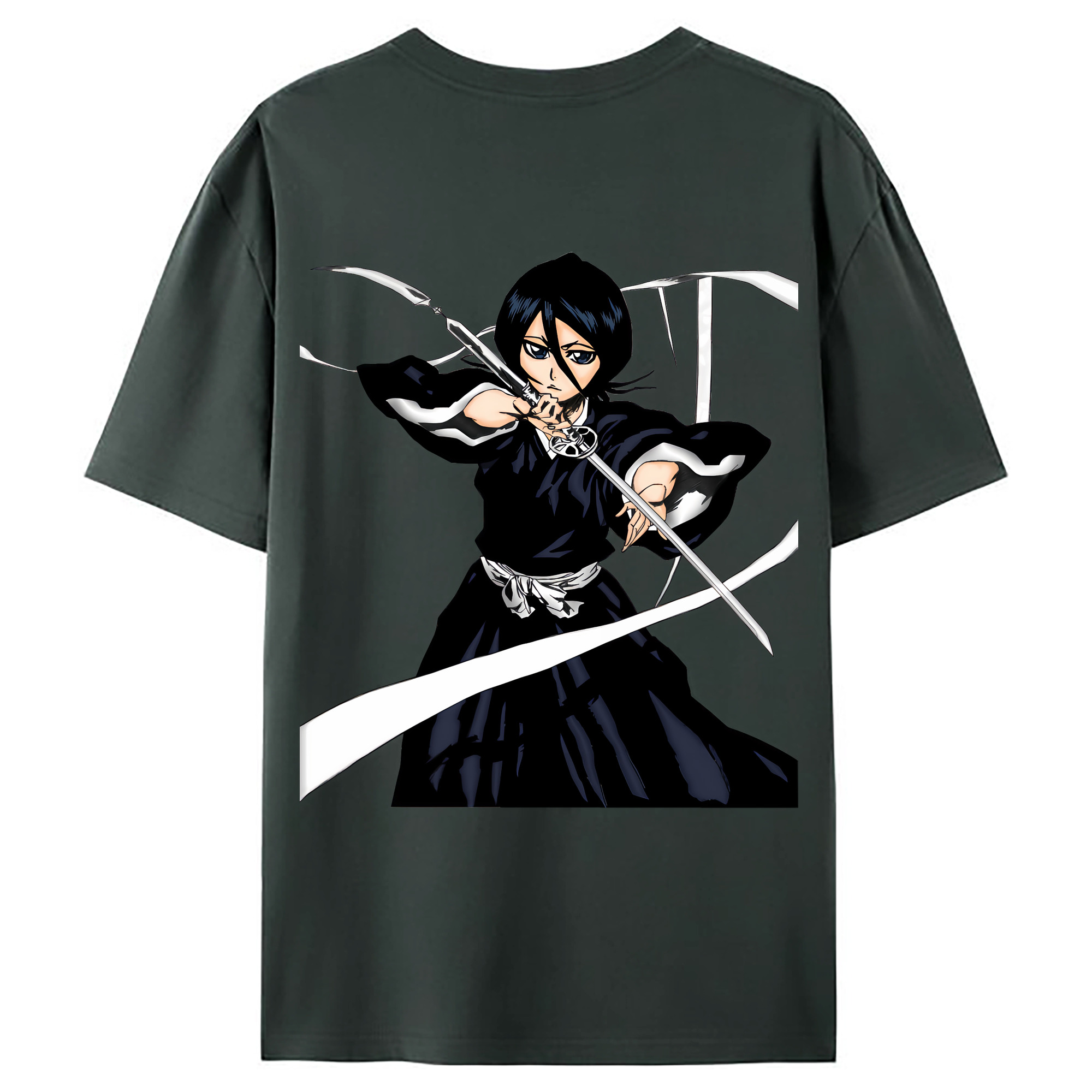 （画像用） ブリーチ 朽木ルキア BLEACH Kuchiki Rukia 綿100％ メンズ半袖Tシャツ（バックプリント） 通気性